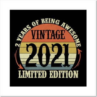 Vintage 2021 Limited Edition 3 Year Old Gifts 3rd Birthday Posters and Art